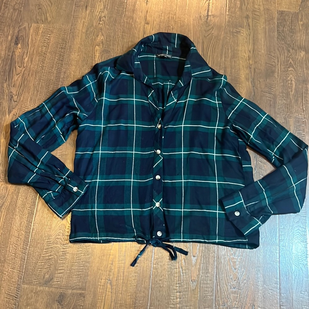 Button Down Flannel Cropped Shirt